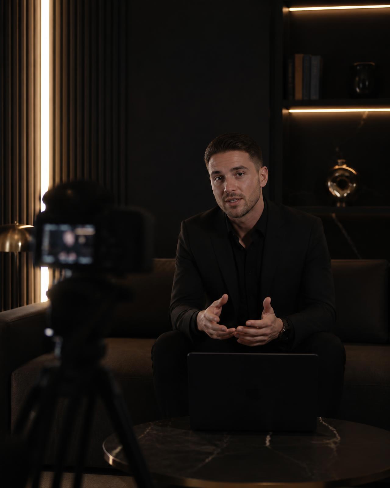 Real estate agent being filmed for a social media reel
